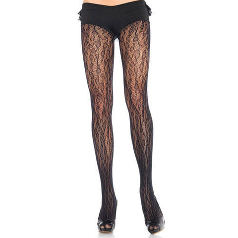 Leopard Net Pantyhose - Black