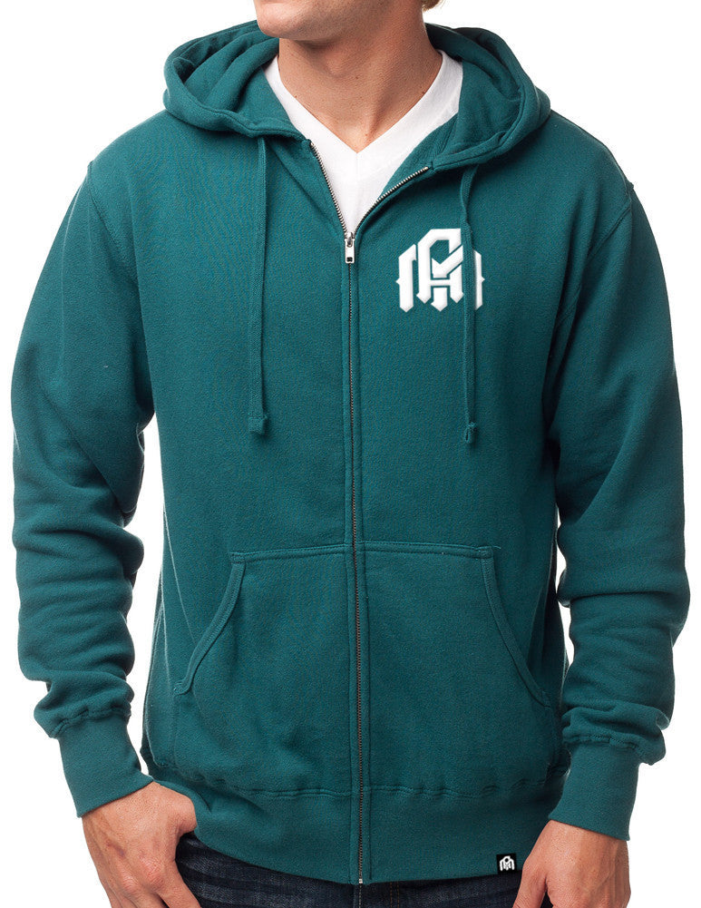 Mens teal zip up discount hoodie