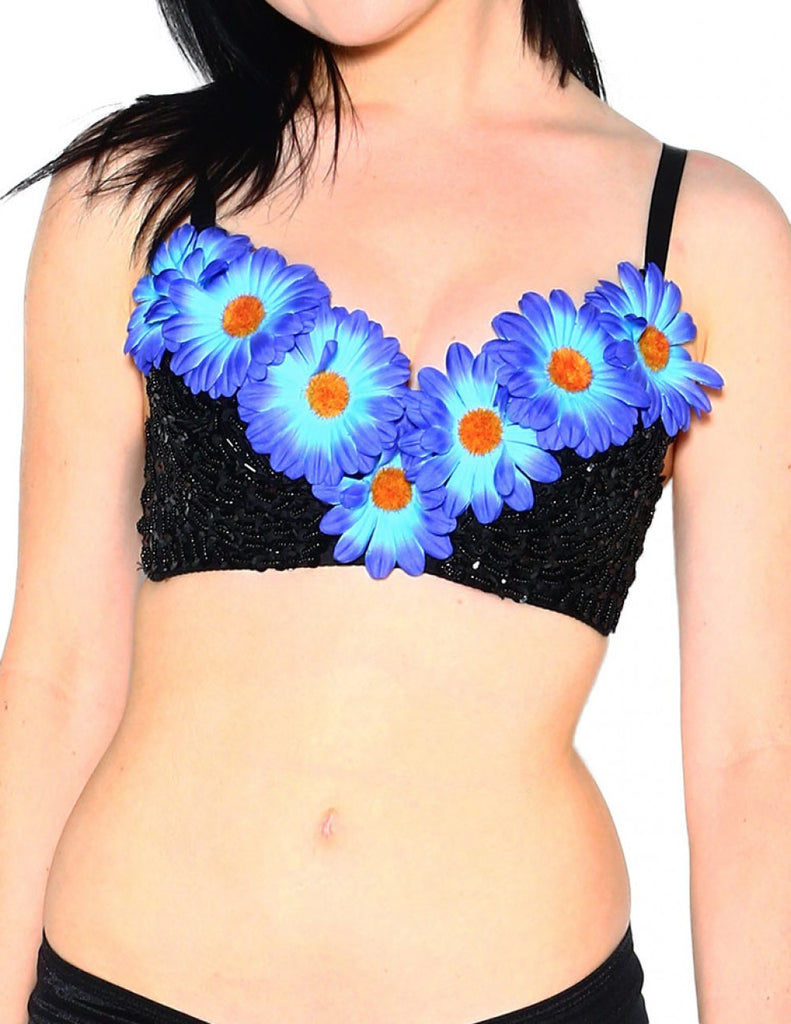 Deep Sea Daisy Sequin Bra
