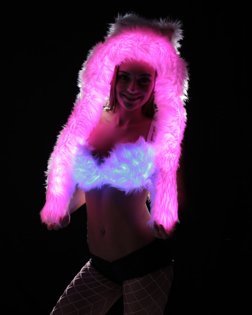Light Up Pink Glam LED Faux Fur Boa