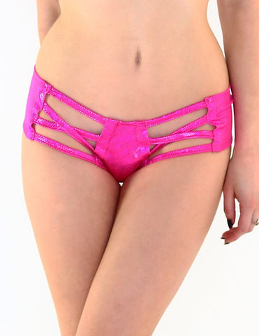 Hologram Cross Cut Out Booty Shorts