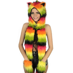 Rasta Rainbow Furry Hood
