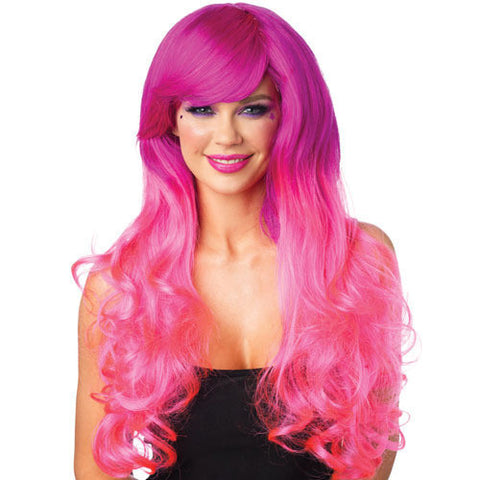 Cambria Two-Tone Long Wavy Wig Fuchsia / Pink